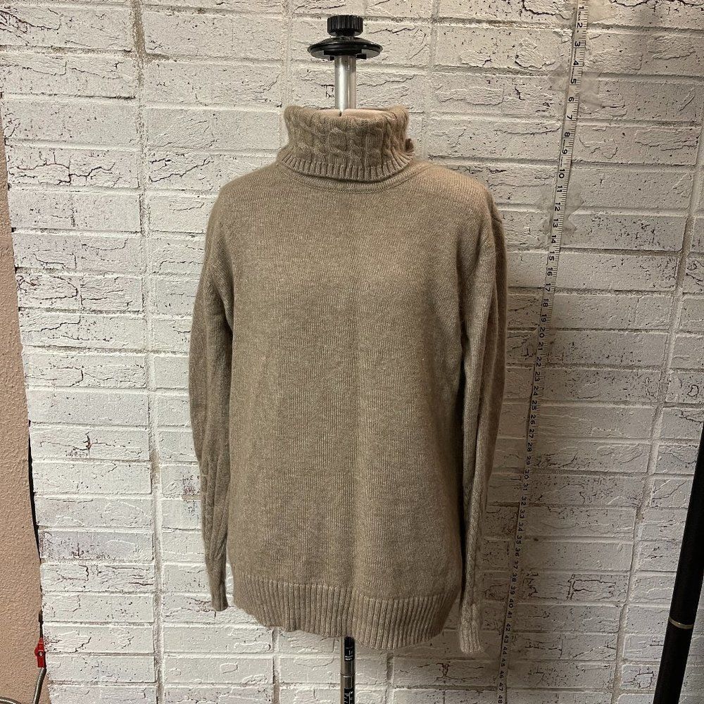 Tan Oatmeal Cowl Turtle Neck Sweater Large